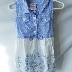 Nannette Blue White Button Girls Dress Summer